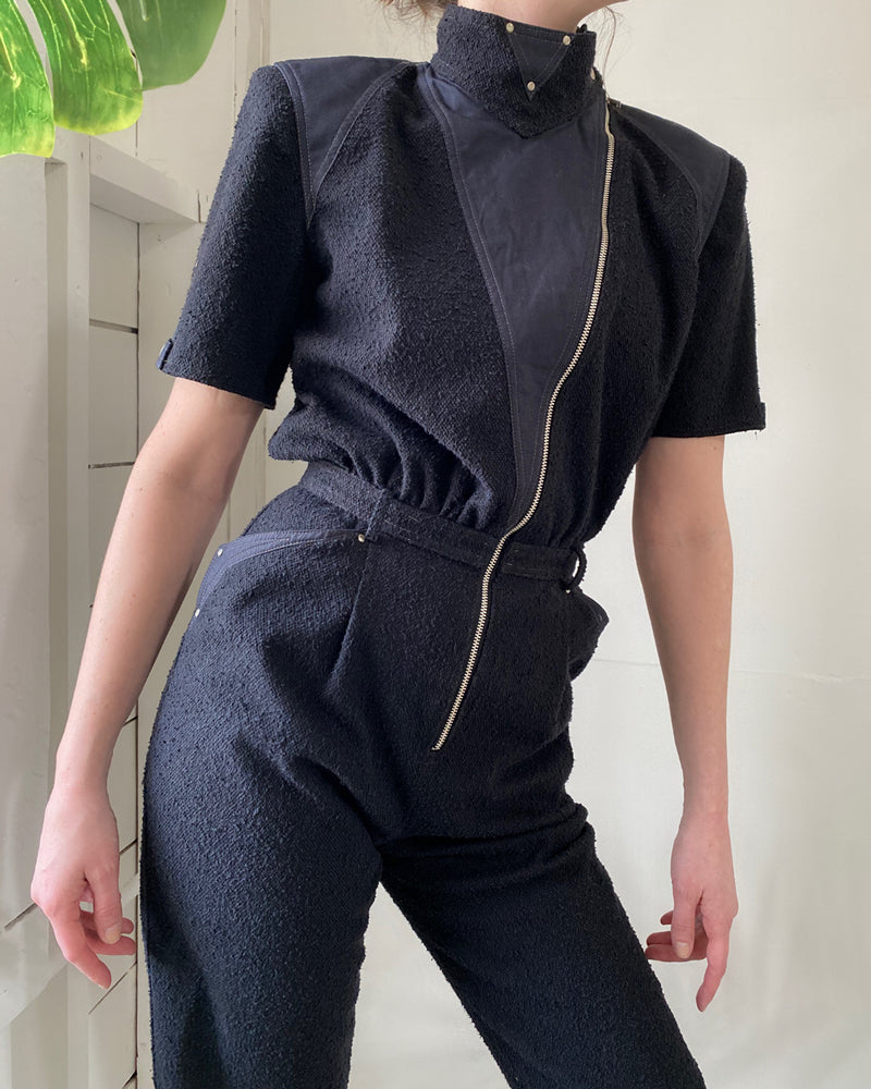 80s Cropped Moto Jumpsuit | XS