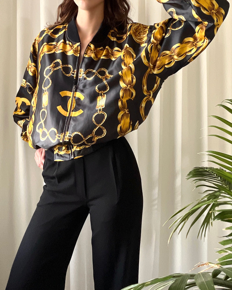80s Chanel Print Bomber Jacket | XS-XL