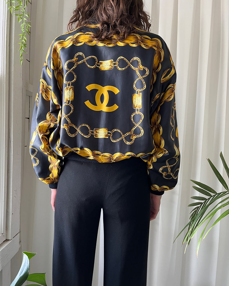 80s Chanel Print Bomber Jacket - Lucky Vintage