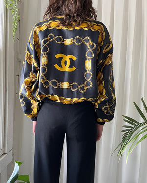 80s Chanel Print Bomber Jacket