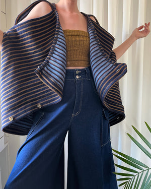 80s Italian Wool Coat with Zip Off Sleeves