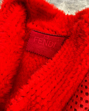 80s Fendi Perforated Leather Shearling Coat