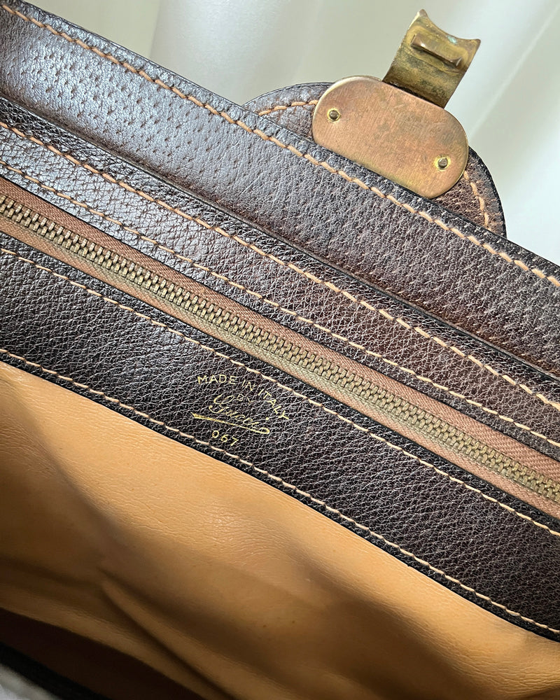 Gucci, Bags, Authentic Gucci Brown Gold Monogram Canvas Travel Duffle Bag