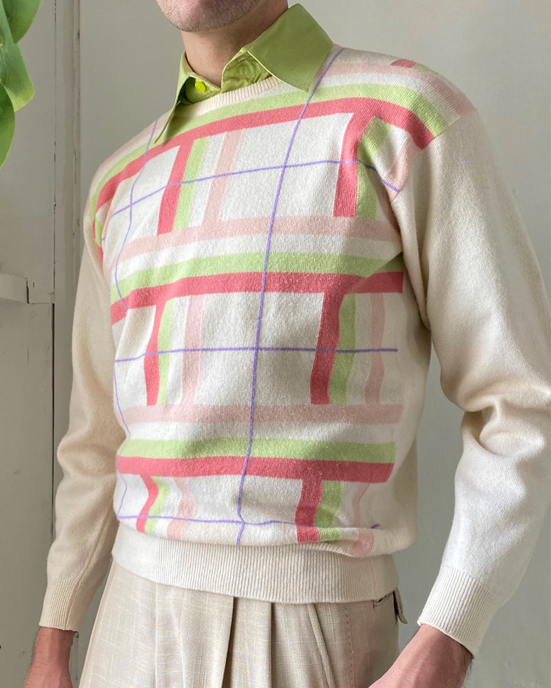 80s Lambswool Intarsia Sweater | M