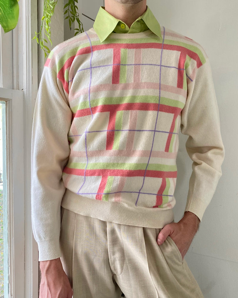 80s Lambswool Intarsia Sweater | M