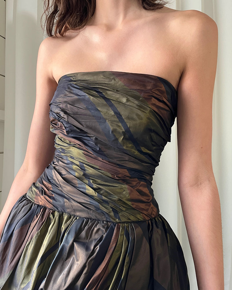 80s Strapless Silk Party Dress 80s Strapless Silk Party Dress