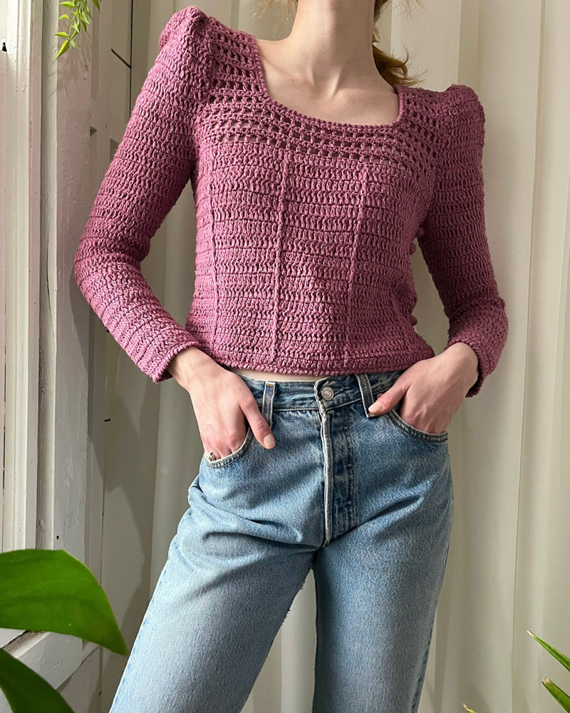 80s Silk Crochet Sweater - Lucky Vintage