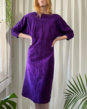 80s Purple Suede Dress