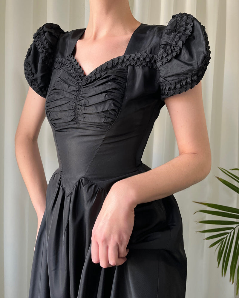 40s Black Puff Sleeve Gown | Xs 40s Black Puff Sleeve Gown | Xs