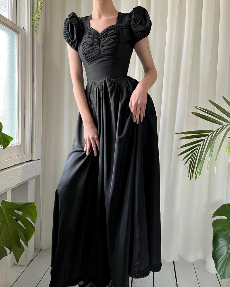 40s Black Puff Sleeve Gown | Xs 40s Black Puff Sleeve Gown | Xs