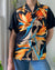 80s Black Hawaiian Print Shirt | M