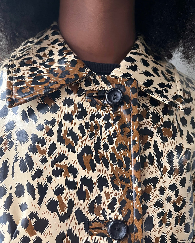 60s Shiny Leopard Vinyl Jacket | S-M