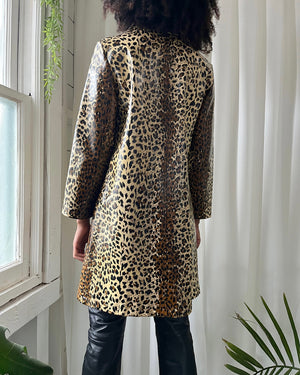 60s Shiny Leopard Vinyl Jacket | S-M