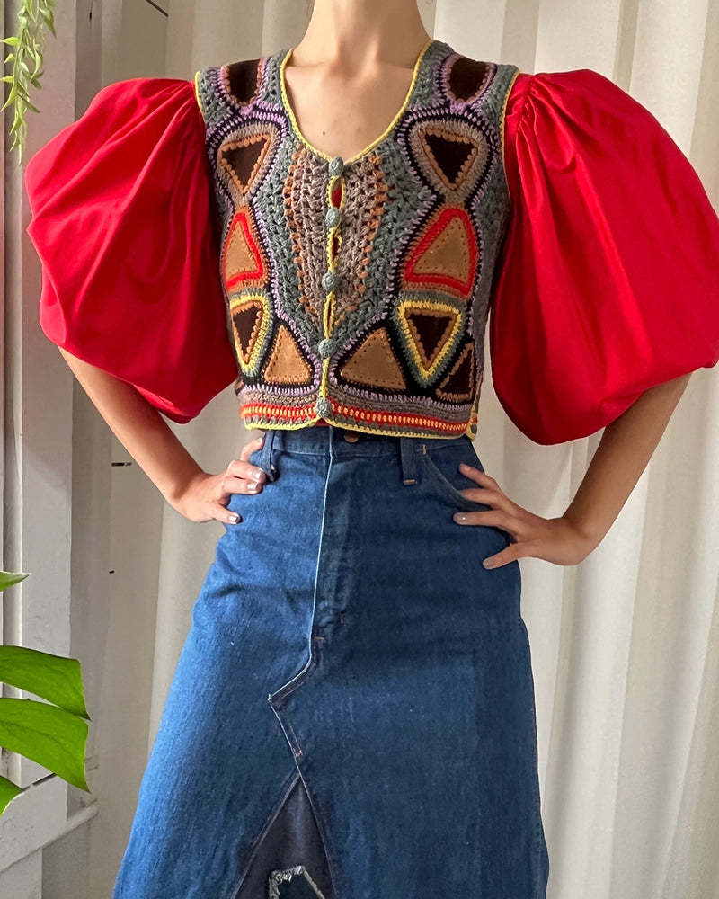 70s Halston Patchwork Vest | M