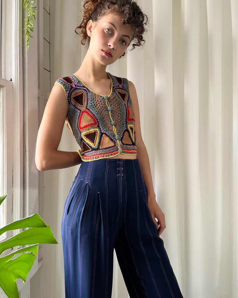 70s Halston Patchwork Vest | M