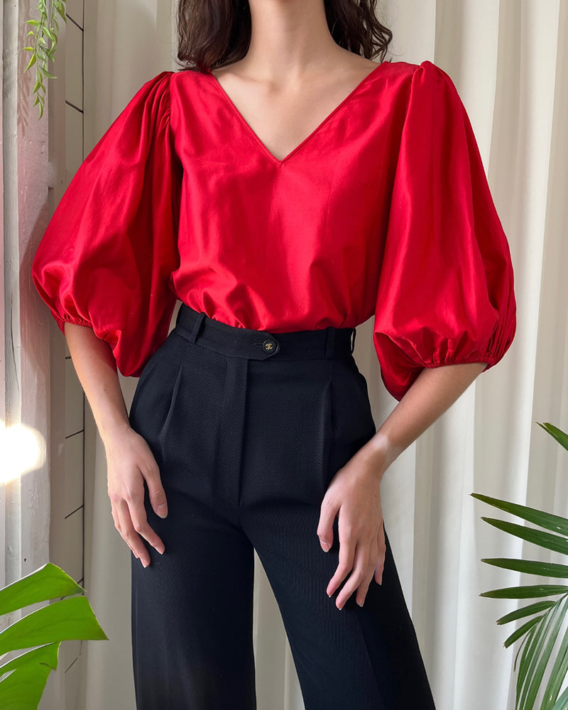 70s YSL Balloon Sleeve Blouse | M
