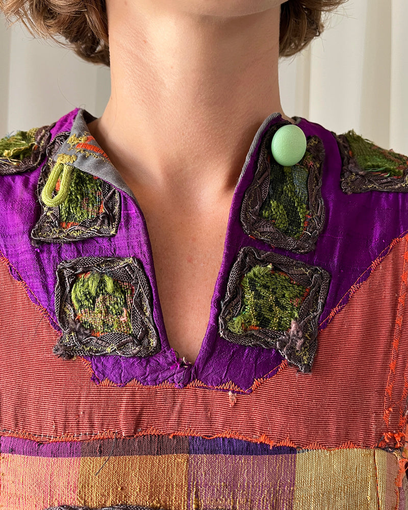 70s Ben Compton Patchwork Silk Dress