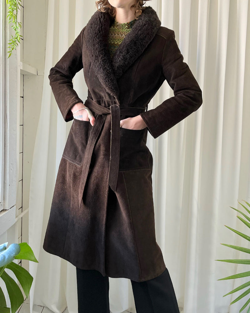 70s Belted Faux Fur Coat