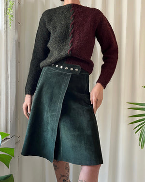 60s Green Suede Skirt