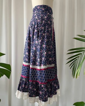 70s Gunne Sax Mixed Floral Print Skirt
