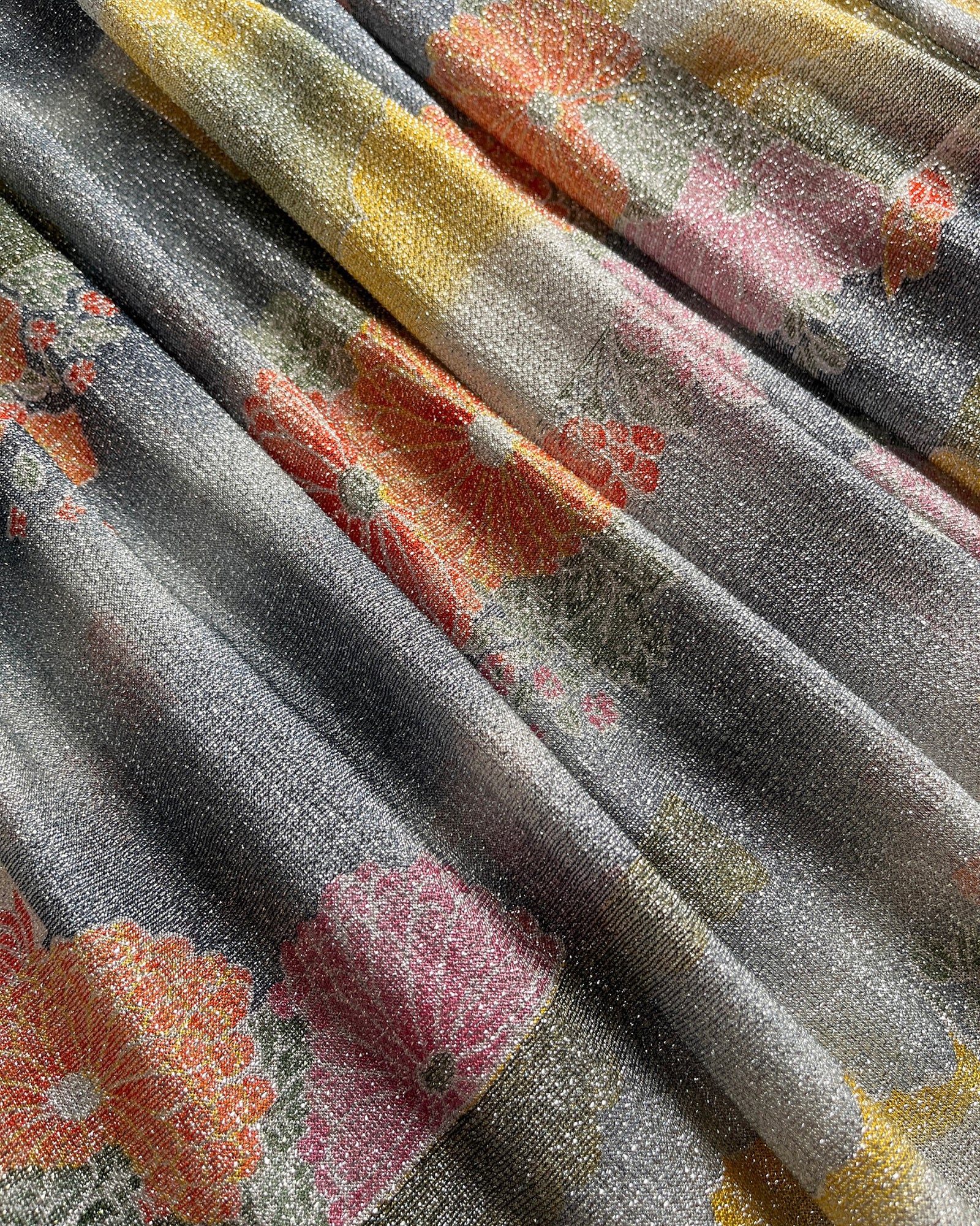 70s Metallic Floral Maxi Skirt | S