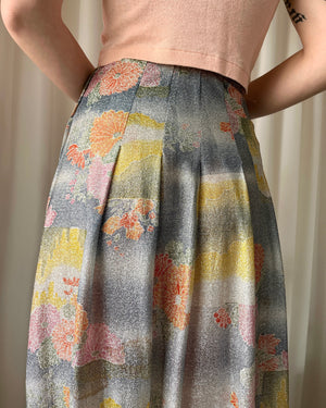 70s Metallic Floral Maxi Skirt
