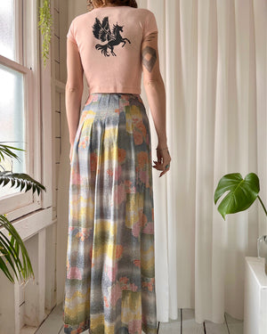 kiavintage metallic floral maxi skirt