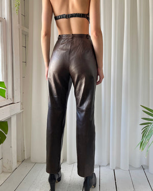 80s Burberry Leather Pants