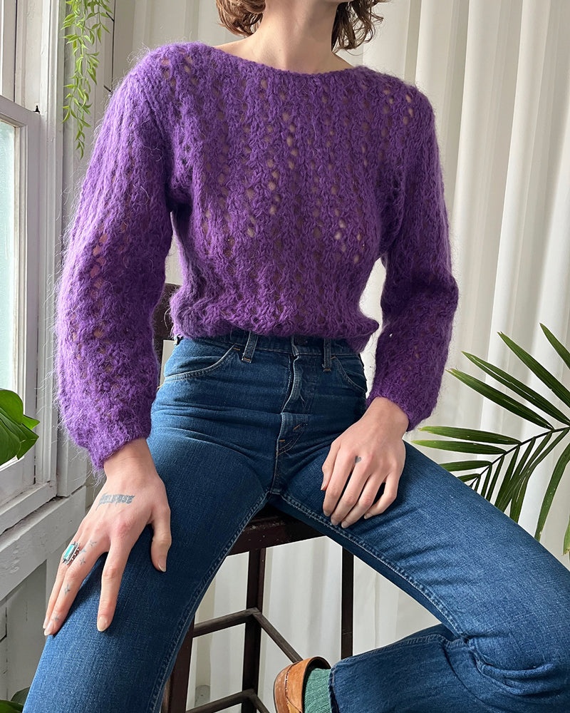 80s Purple Mohair Sweater - Lucky Vintage