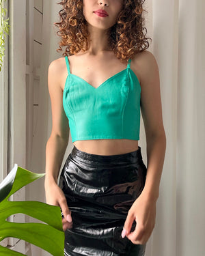 90s Cropped Green Leather Tank