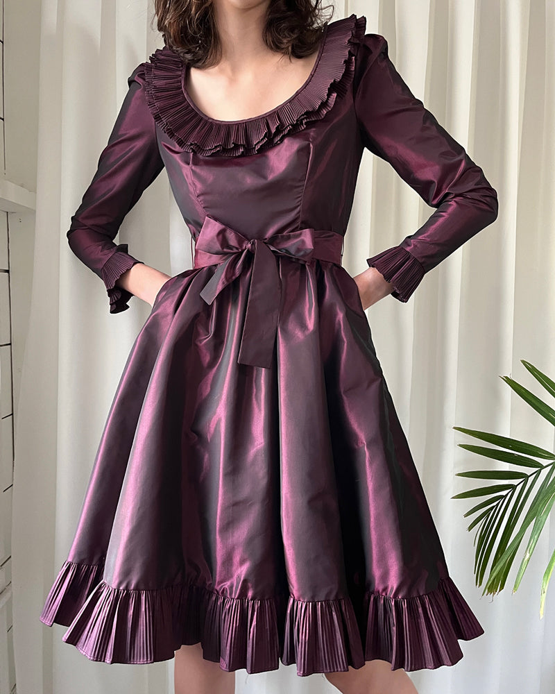80s Victor Costa Ruffle Dress