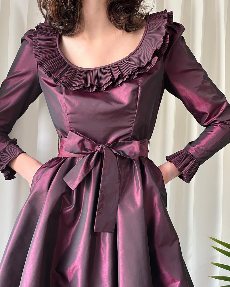80s purple dress 80s Purple Satin-like Dress| Vintage Women's Retro Sleeveless Party Dress