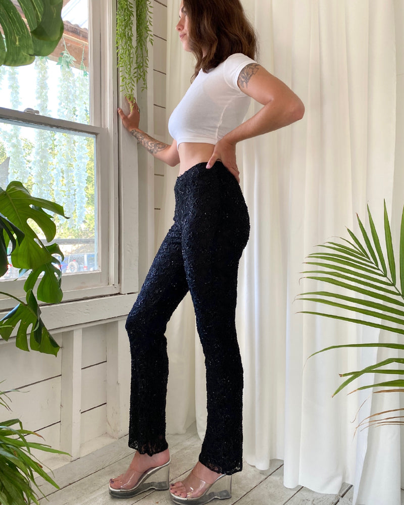 90s Beaded Lace Pants - Lucky Vintage