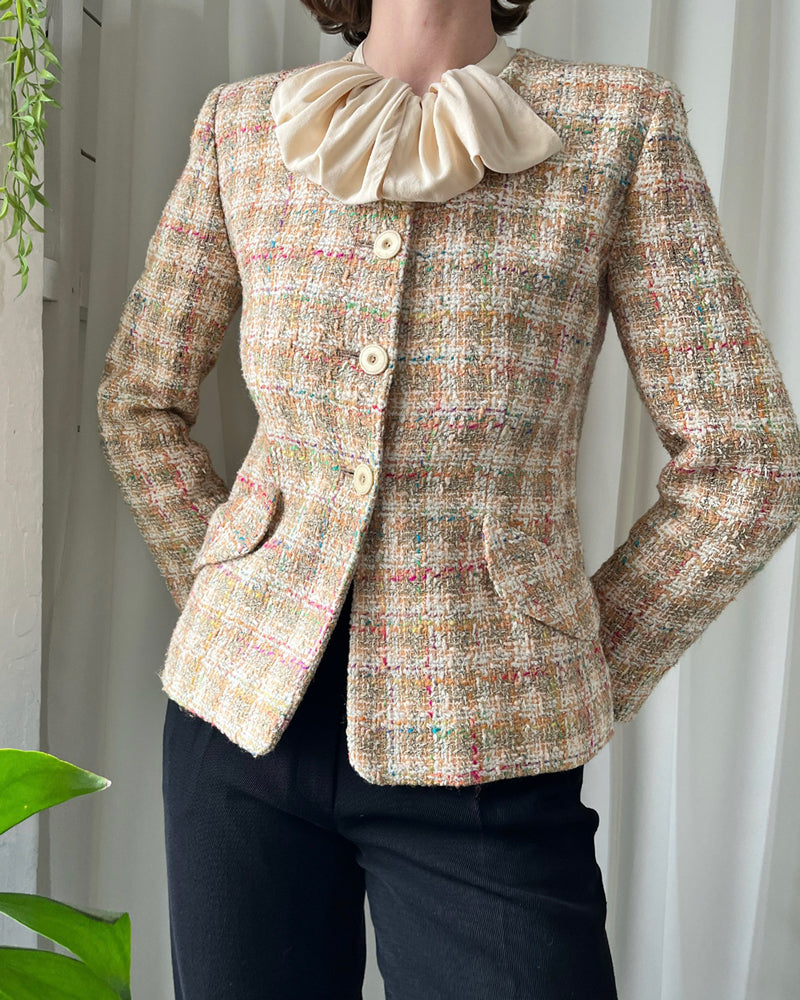 90s Silk Confetti Tweed Blazer | S