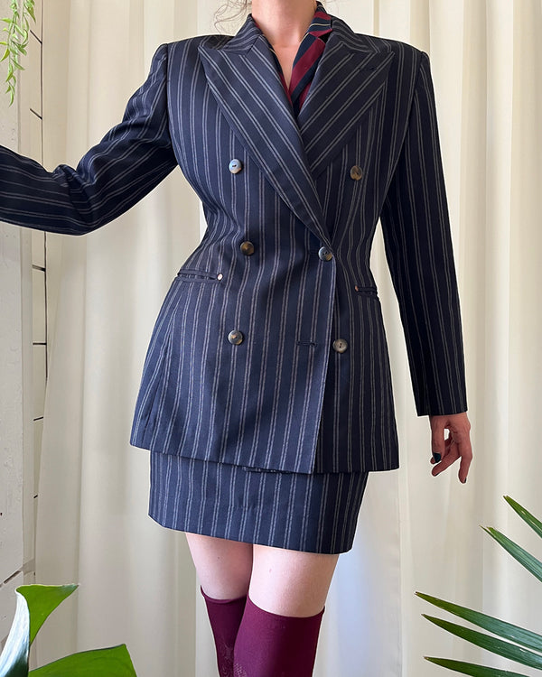 Vintage Pinstripe Suit Dress (L)