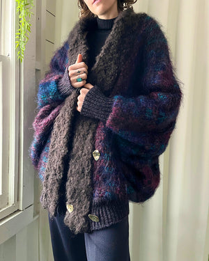 80s Handwoven Mohair Wool Cocoon Coat | S-L