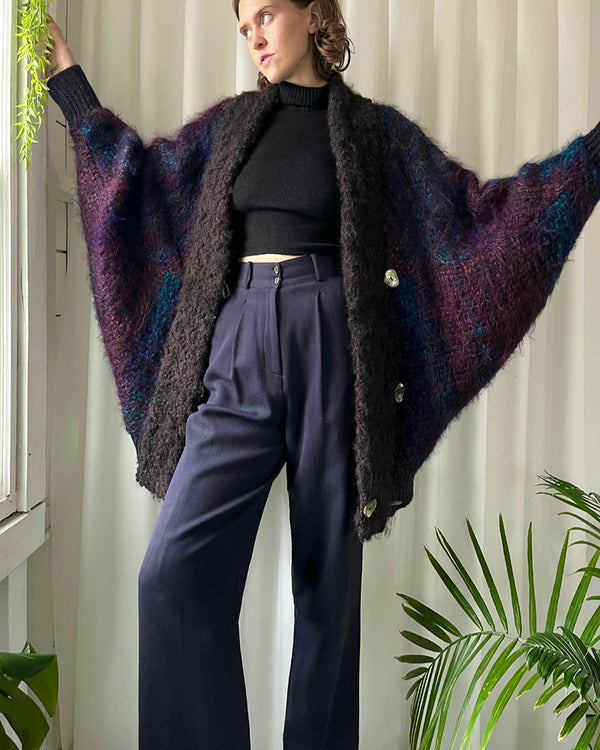 80s Handwoven Mohair Wool Cocoon Coat - Lucky Vintage