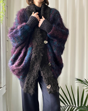 80s Handwoven Mohair Wool Cocoon Coat