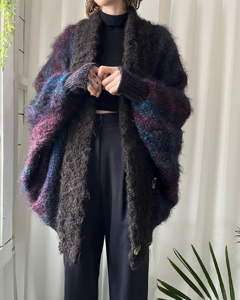 Cocoon Rabbit Jacket 80s Handwoven Mohair Wool Cocoon Coat | S-L - Lucky Vintage