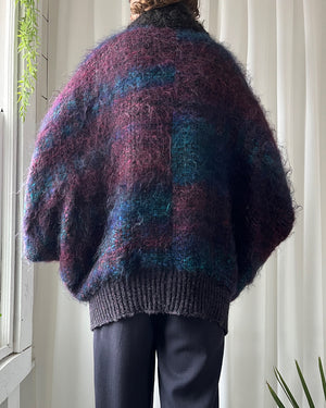 80s Handwoven Mohair Wool Cocoon Coat | S-L