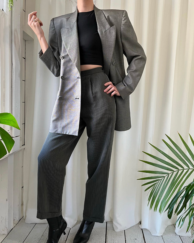 90s Mixed Pattern Pant Suit | XS