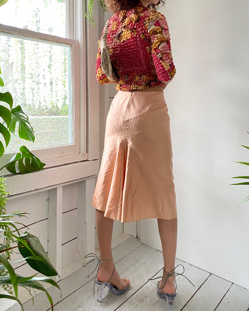 Y2K Blumarine Peach Silk Skirt