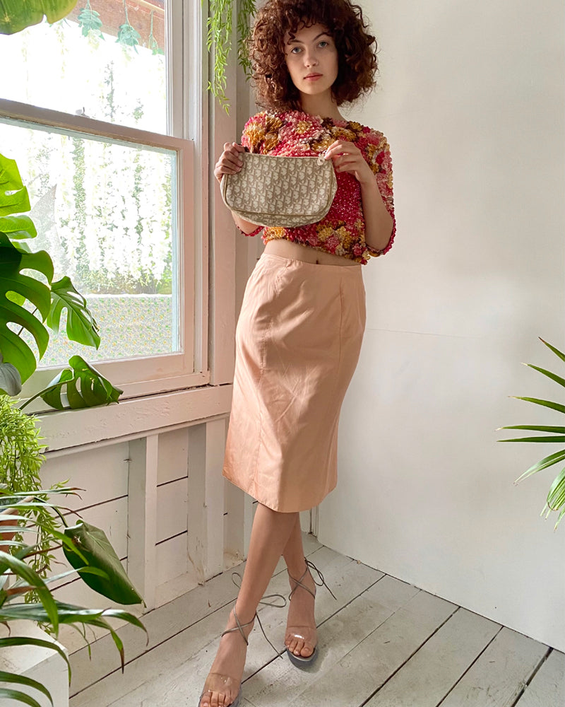 Y2K Blumarine Peach Silk Skirt