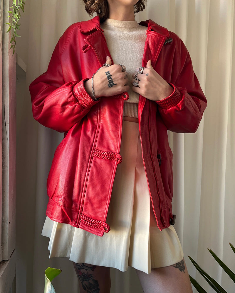 Lucky Vintage 90s Red Leather Jacket