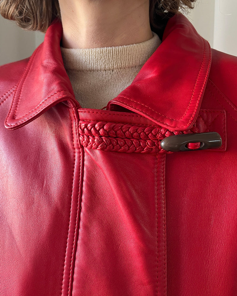 90s Red Leather Jacket | S-L