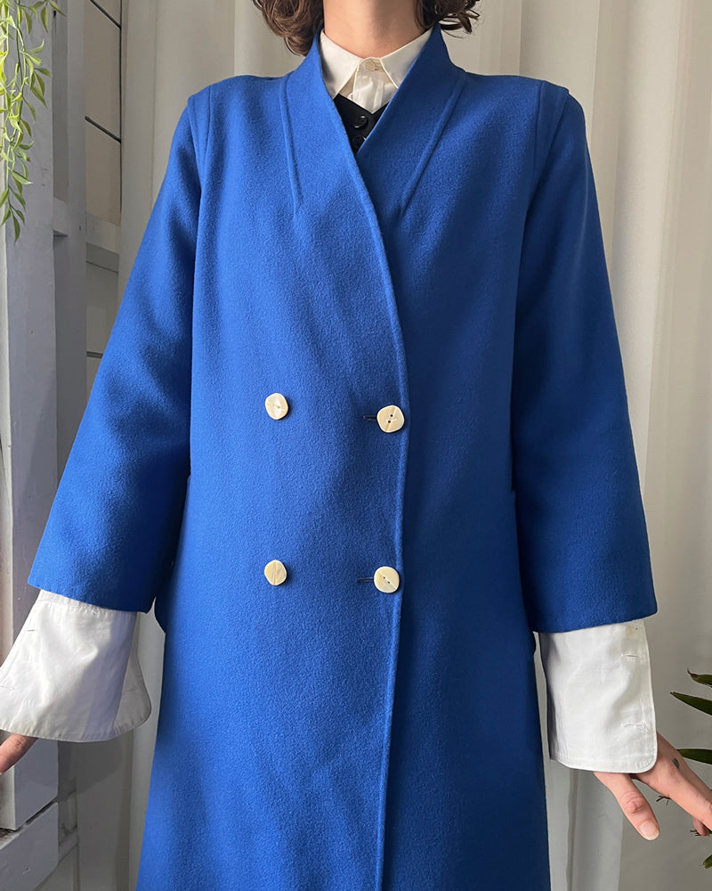 90s Ferragamo Blue Wool Jacket | S-M