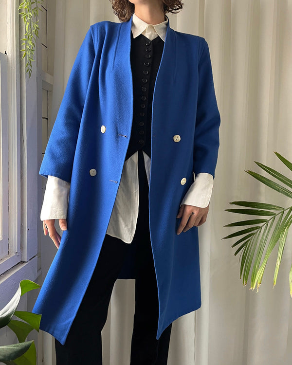 90s BLUE BLUE 極厚 Hand-knit Wool Peacoat Buy Navy Blue Signature