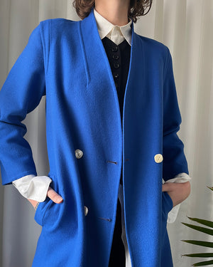 90s Ferragamo Blue Wool Jacket | S-M