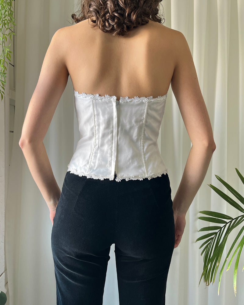 Y2K Embroidered Bustier Top - Lucky Vintage
