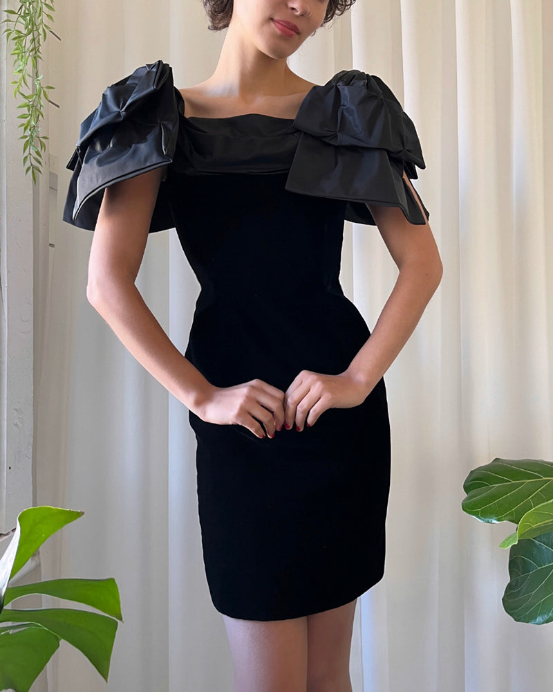 80s Victor Costa Bow Sleeve Dress | S 80s Victor Costa Bow Sleeve Dress | S